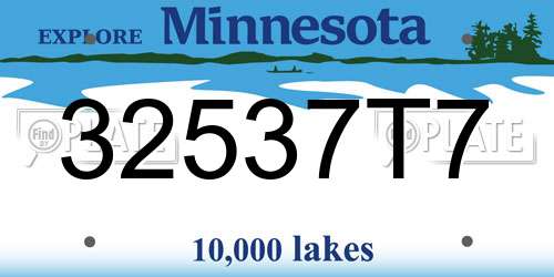 32537T7 Minnesota License Plate