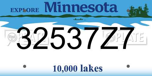 32537Z7 Minnesota License Plate