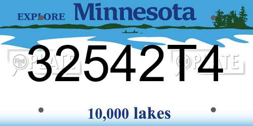 32542T4 Minnesota License Plate