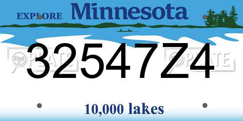 32547Z4 Minnesota License Plate