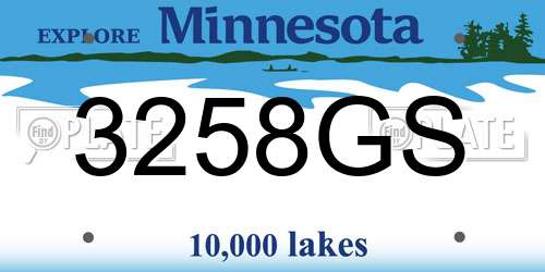 3258GS Minnesota License Plate