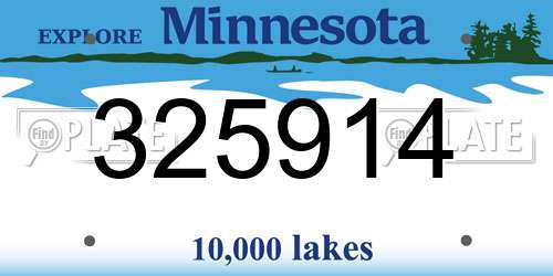 325914 Minnesota License Plate