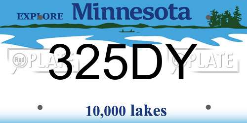 325DY Minnesota License Plate