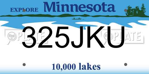 325JKU Minnesota License Plate