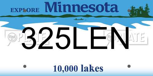 325LEN Minnesota License Plate