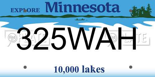 325WAH Minnesota License Plate