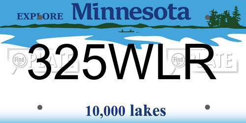325WLR Minnesota License Plate