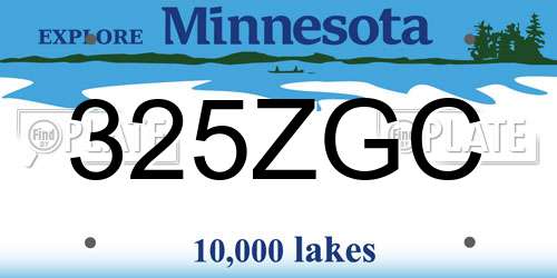 325ZGC Minnesota License Plate