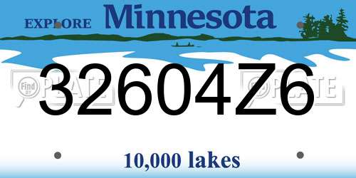32604Z6 Minnesota License Plate