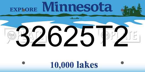 32625T2 Minnesota License Plate
