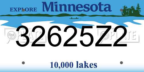 32625Z2 Minnesota License Plate