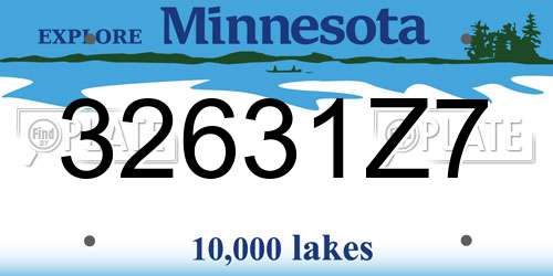 32631Z7 Minnesota License Plate