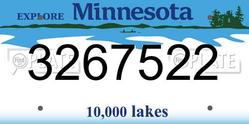 3267522 Minnesota License Plate