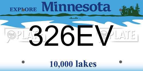 326EV Minnesota License Plate