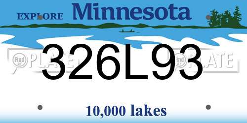 326L93 Minnesota License Plate