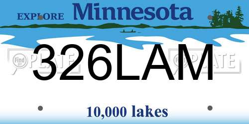 326LAM Minnesota License Plate