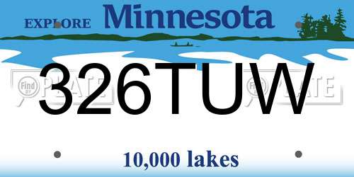 326TUW Minnesota License Plate