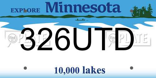 326UTD Minnesota License Plate