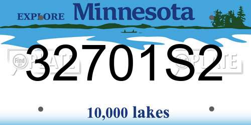 32701S2 Minnesota License Plate