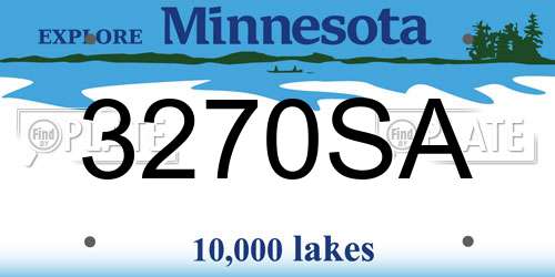 3270SA Minnesota License Plate