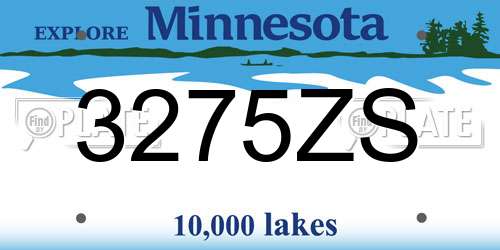 3275ZS Minnesota License Plate