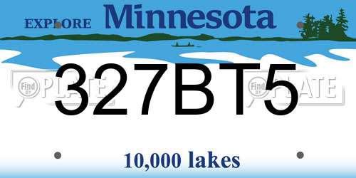 327BT5 Minnesota License Plate