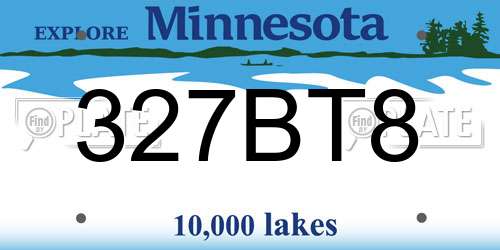 327BT8 Minnesota License Plate