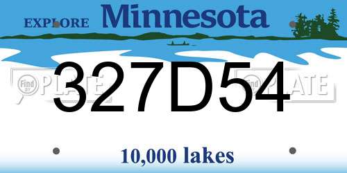 327D54 Minnesota License Plate
