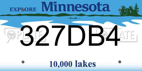 327DB4 Minnesota License Plate