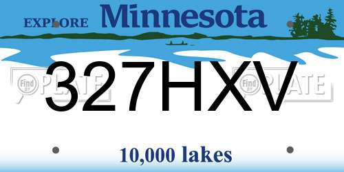 327HXV Minnesota License Plate