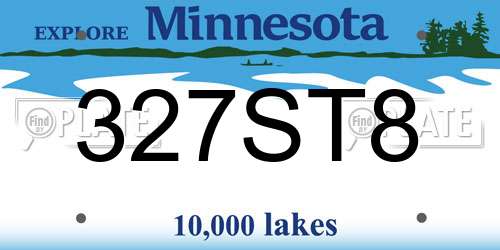 327ST8 Minnesota License Plate