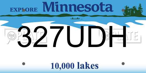 327UDH Minnesota License Plate