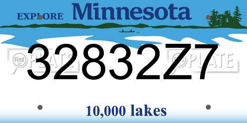 32832Z7 Minnesota License Plate