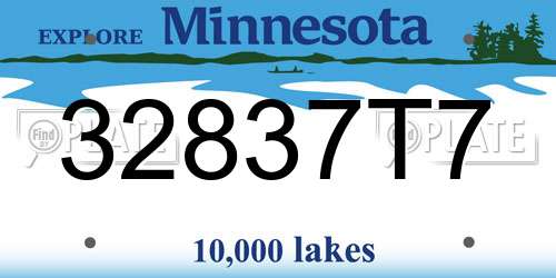 32837T7 Minnesota License Plate