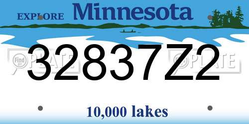 32837Z2 Minnesota License Plate