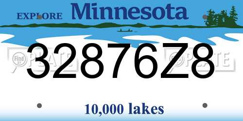32876Z8 Minnesota License Plate