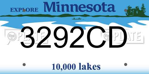 3292CD Minnesota License Plate
