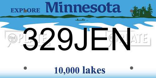 329JEN Minnesota License Plate
