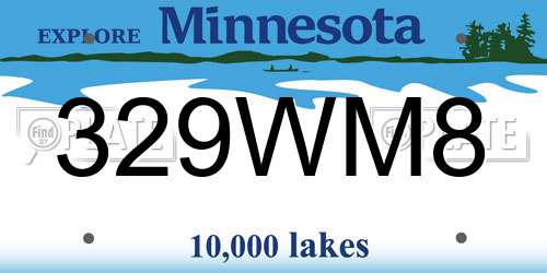 329WM8 Minnesota License Plate