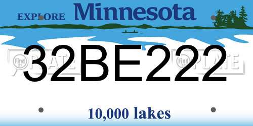 32BE222 Minnesota License Plate