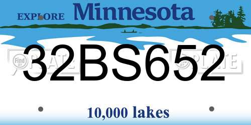 32BS652 Minnesota License Plate