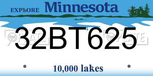 32BT625 Minnesota License Plate