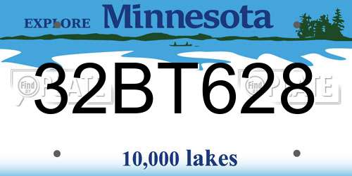 32BT628 Minnesota License Plate
