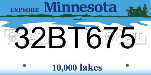 32BT675 Minnesota License Plate