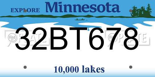 32BT678 Minnesota License Plate