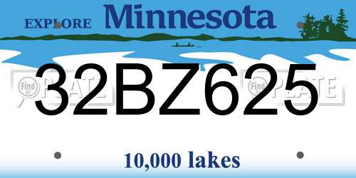 32BZ625 Minnesota License Plate