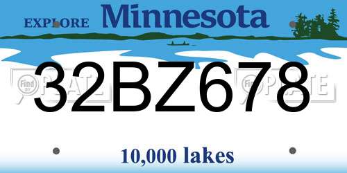 32BZ678 Minnesota License Plate