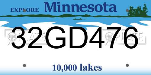 32GD476 Minnesota License Plate