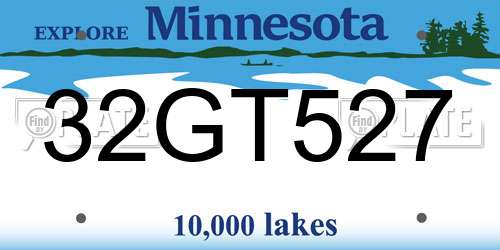 32GT527 Minnesota License Plate