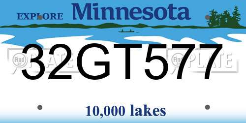 32GT577 Minnesota License Plate